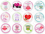 VALENTINE'S DAY CUPCAKE Toppers Owl Edible Image Valentine Owl cake topper Valentine cupcake topper Valentines cupcake toppers Love