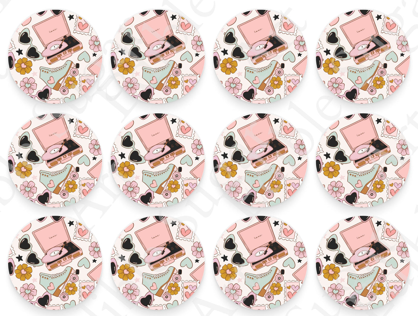 VALENTINE'S DAY Retro CUPCAKE Toppers Edible Image Valentine's Day retro cake topper Valentine's Day cupcake topper Valentines cupcake t