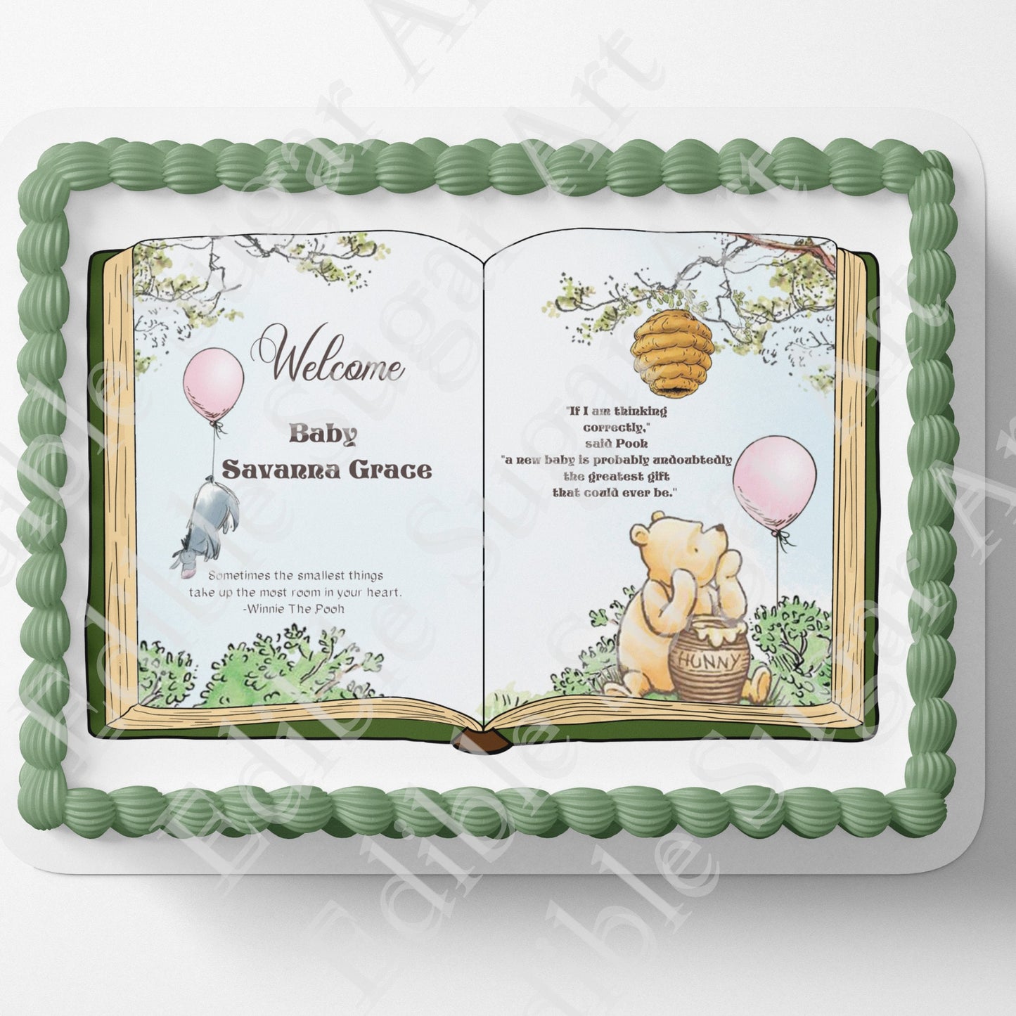 Pooh Bear Cake Topper | Baby Shower | Vintage Story Book | Classic Pooh | Edible Image