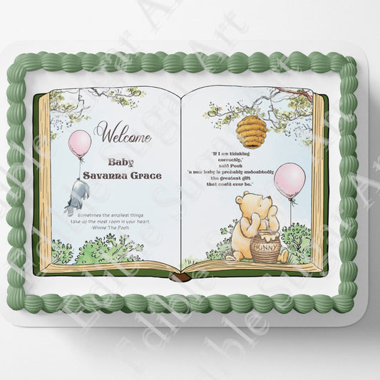 Pooh Bear Cake Topper | Baby Shower | Vintage Story Book | Classic Pooh | Edible Image