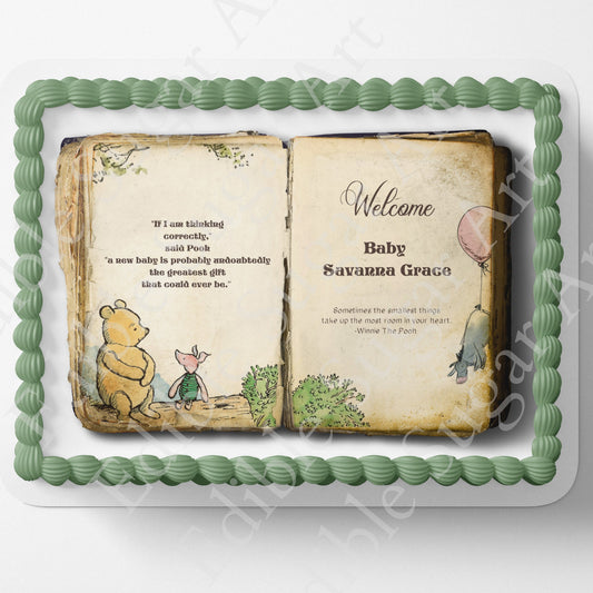 Pooh Bear | Baby Shower | Cake Topper | Edible Image | Storybook | Photo on Cake