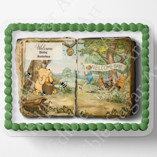 Vintage Pooh Bear Cake Topper | Baby Shower | Cake Topper | Edible Image | Storybook | Photo on Cake