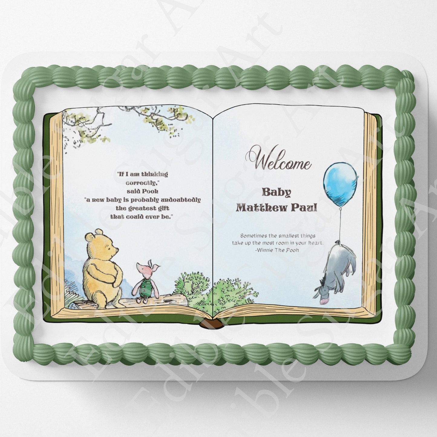 Pooh Bear Cake Topper | Baby Shower | Vintage Story Book | Classic Pooh | Edible Image