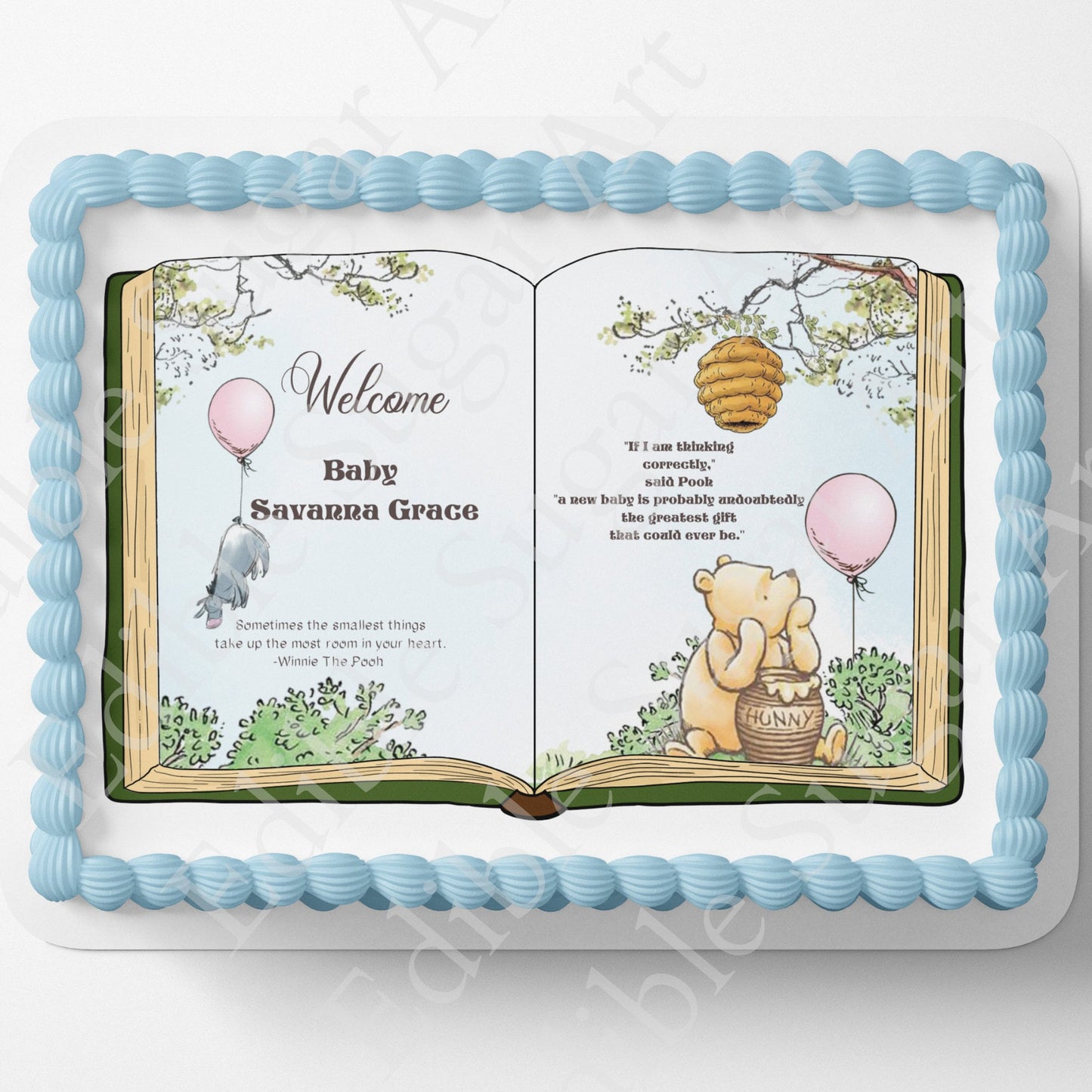 Pooh Bear Cake Topper | Baby Shower | Vintage Story Book | Classic Pooh | Edible Image