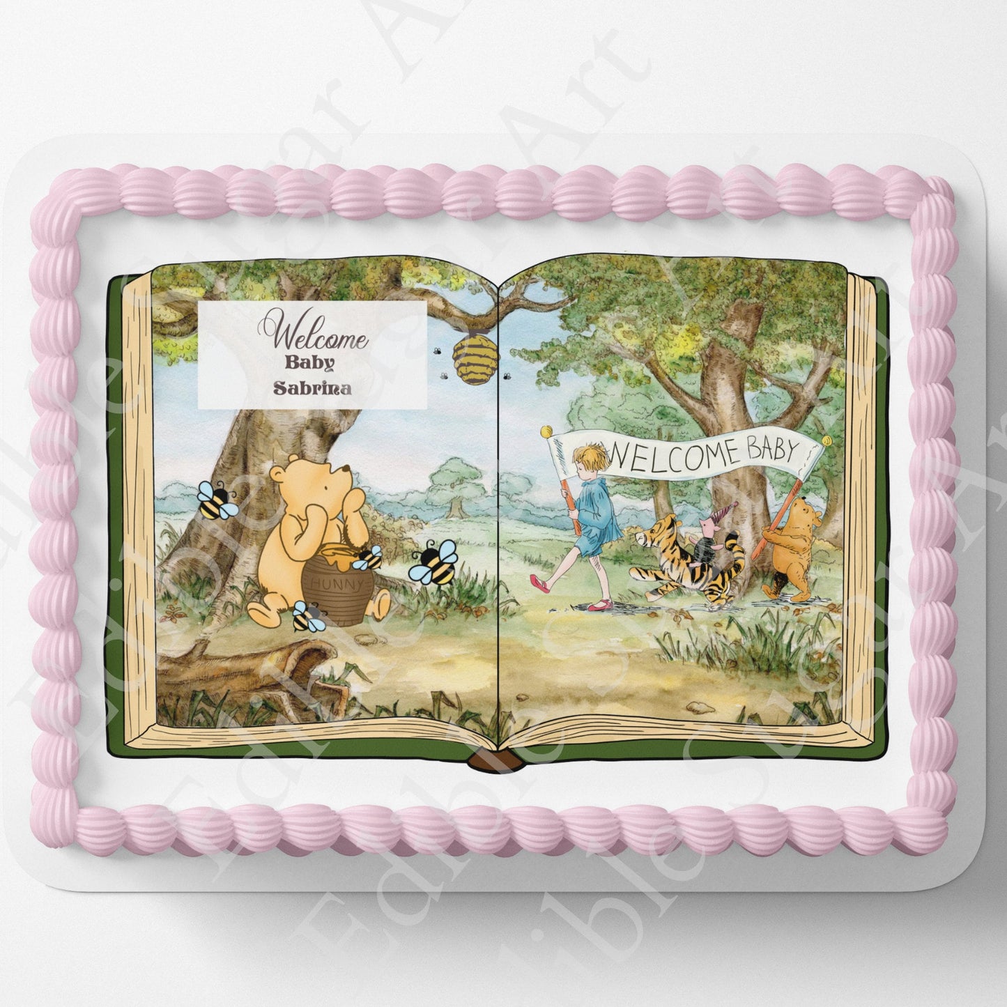 Pooh Bear Cake Topper | Baby Shower | Vintage Story Book | Classic Pooh | Edible Image
