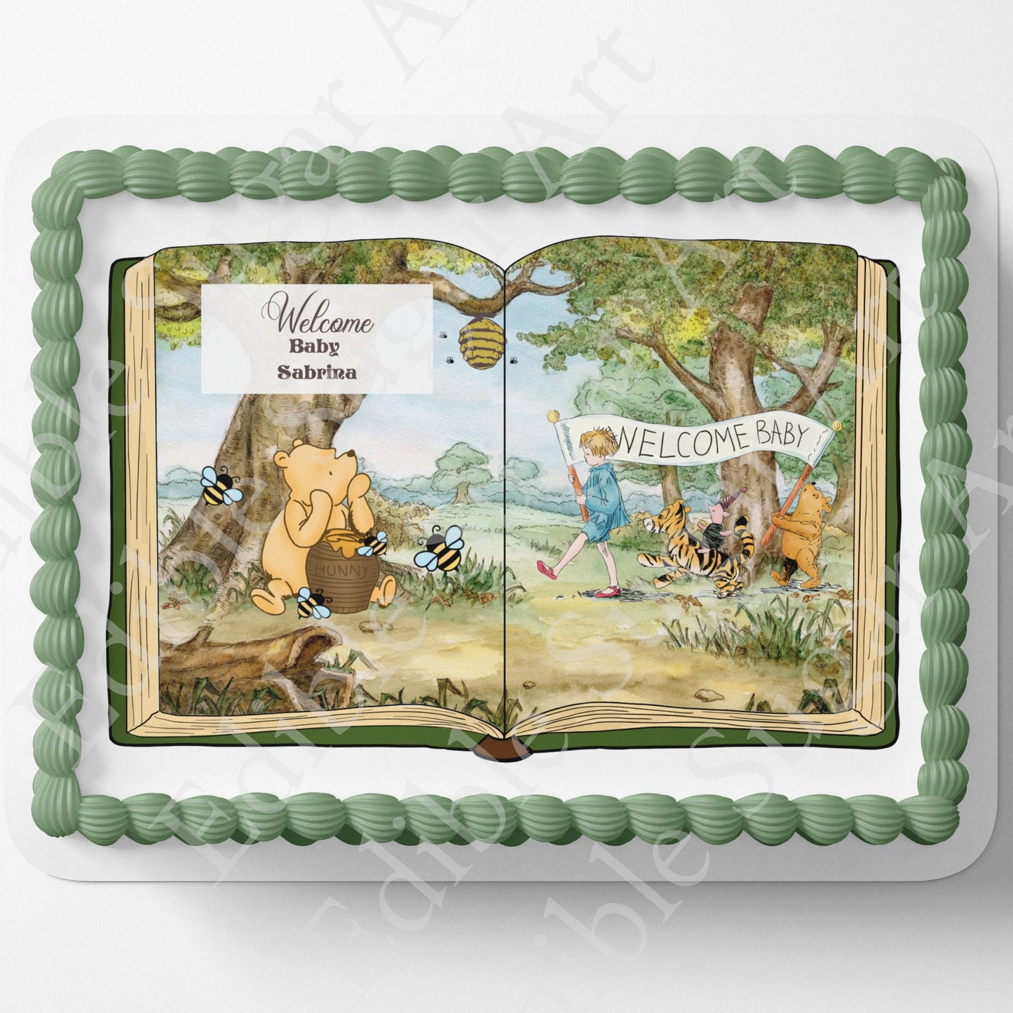 Pooh Bear Cake Topper | Baby Shower | Vintage Story Book | Classic Pooh | Edible Image