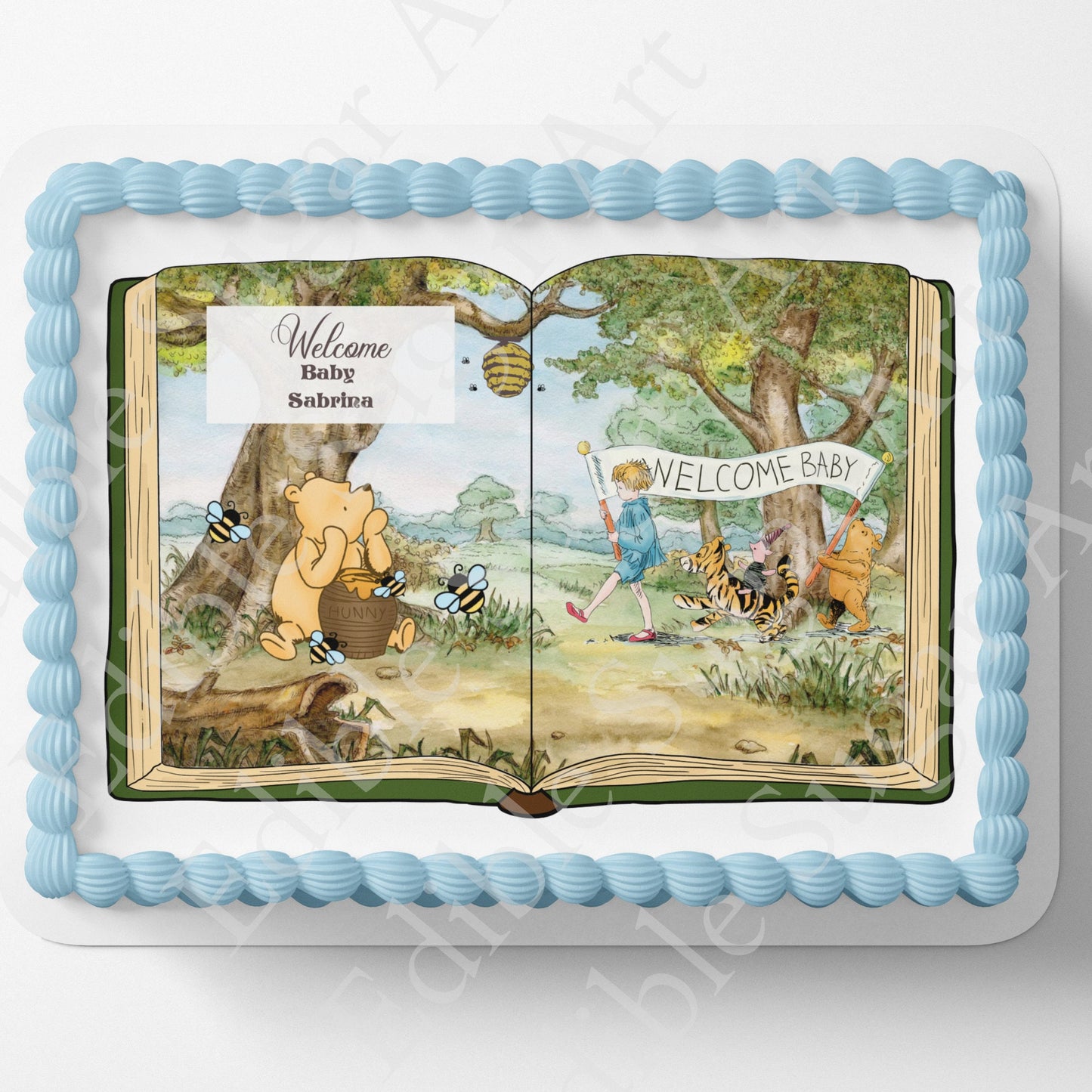 Pooh Bear Cake Topper | Baby Shower | Vintage Story Book | Classic Pooh | Edible Image