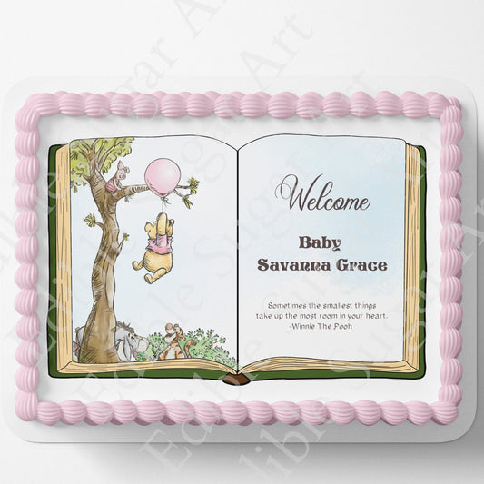 Classic Pooh Bear | Baby Shower | Cake Topper | Edible Image | Storybook | Photo on Cake