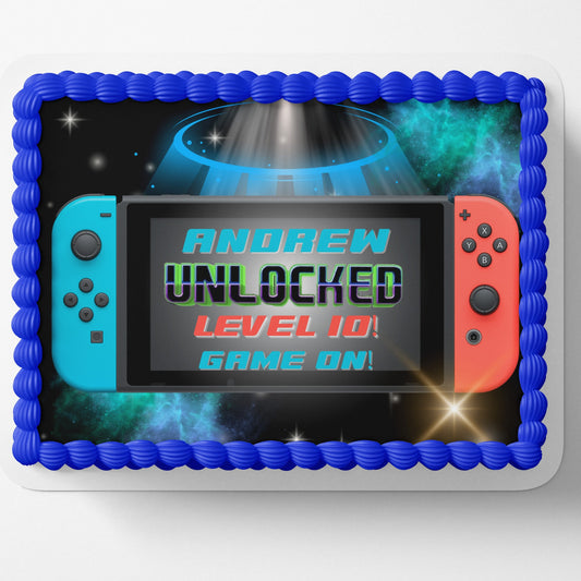 LEVEL UP GAMER Cake wrap Video game birthday video game cake edible image edible icing sheet frosting sheet