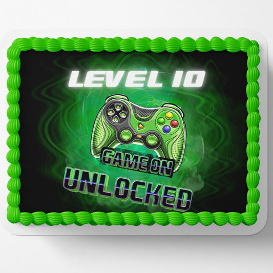 LEVEL UP GAMER Cake wrap Video game birthday video game cake edible image edible icing sheet frosting sheet