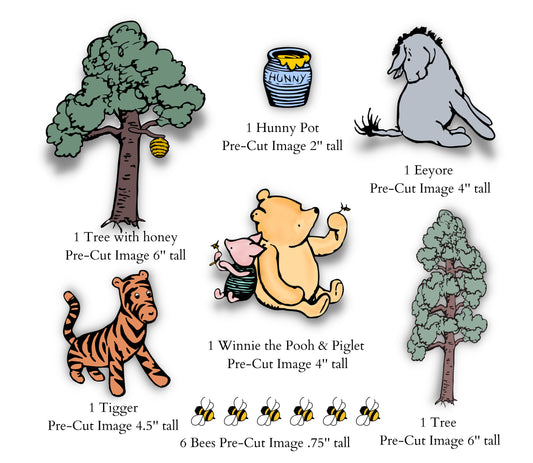 Pooh Bear cutouts Edible Images Classic Winnie the Pooh Edible Images | Winnie the Pooh Edible Cake Decoration | Winnie Precut Edible Images