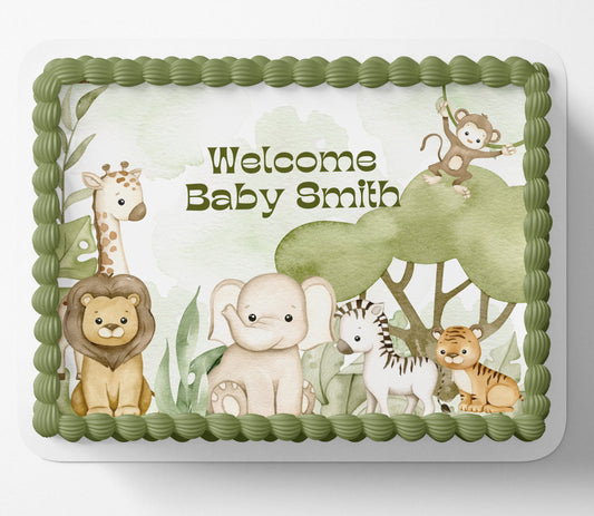 SAFARI BABY SHOWER Cake Topper Edible Image Jungle baby shower Edible Image Safari Baby shower cake Decorations Personalized cake topper